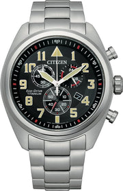 Citizen Super Titanium AT2480-81E - bracciale e cassa titanio - quadrante nero cronografo e datario